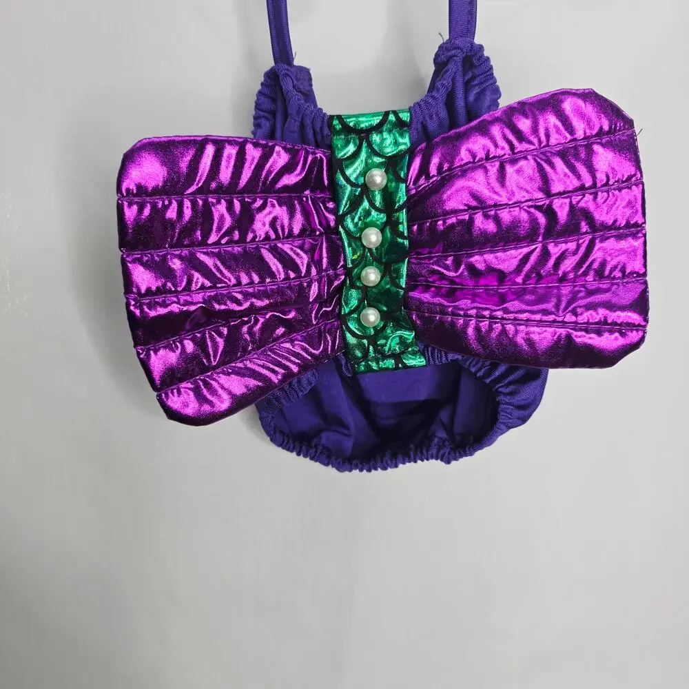 Green Mermaid Little girls  Princess Swimwear dress costume wig Wand 1.5-2 Age